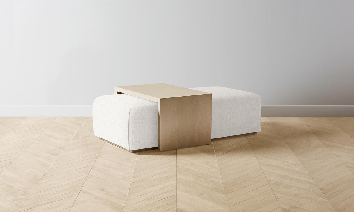 The Bowery Ottoman - Heritage Belgian Linen Egret