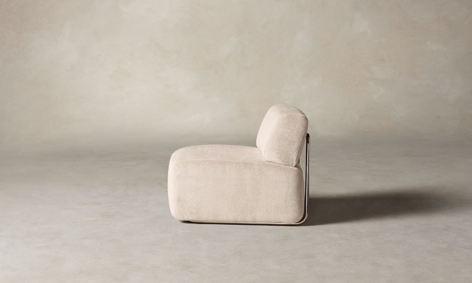 miles modular accent chair in beige mohair, side view