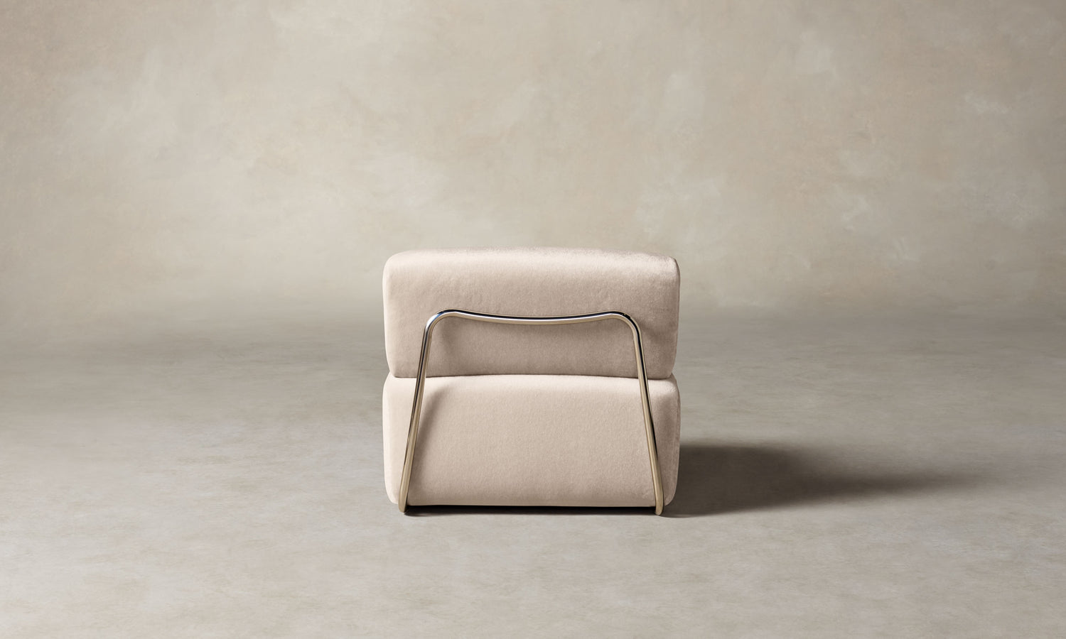 miles modular accent chair in limestone dusty pink, back view