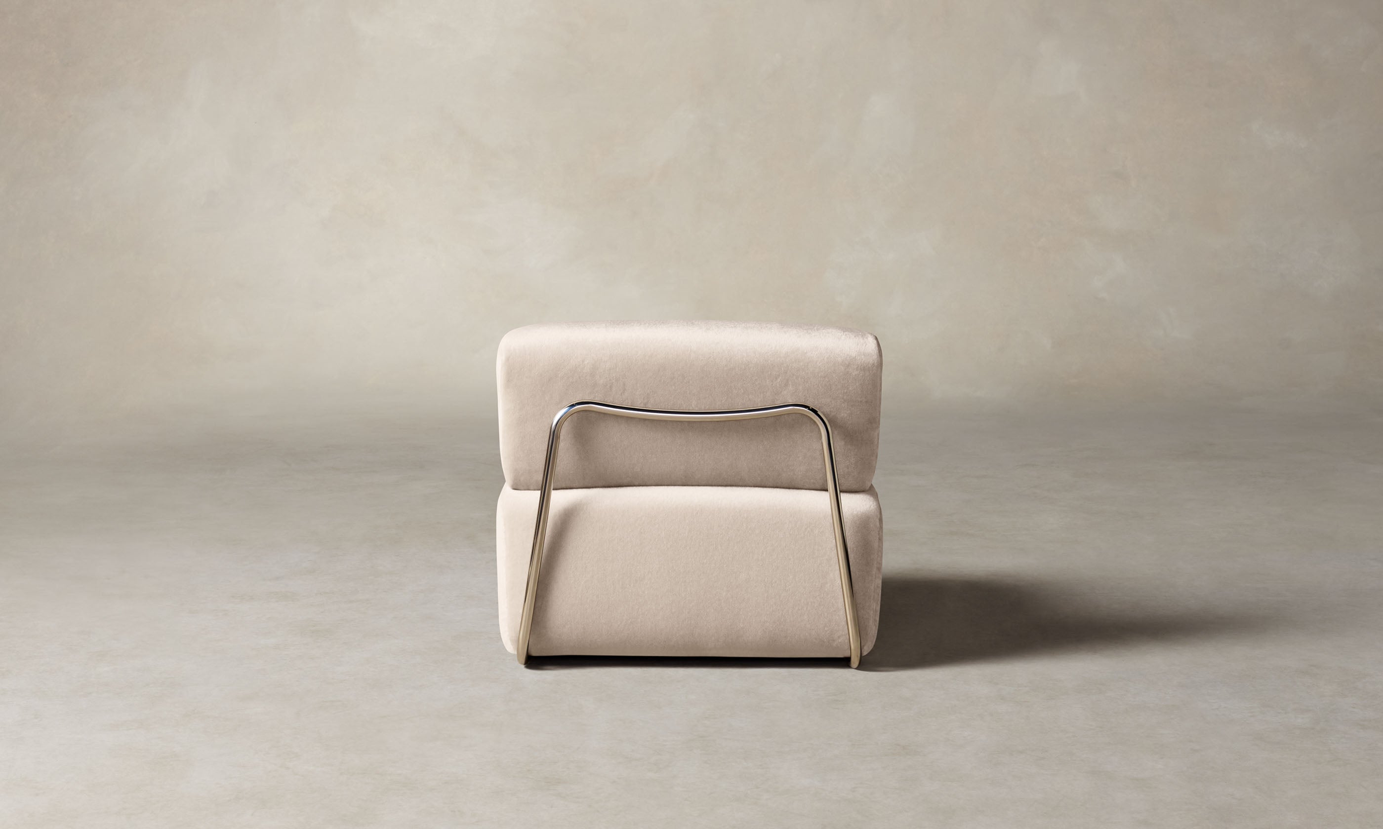 miles modular accent chair in limestone dusty pink, back view