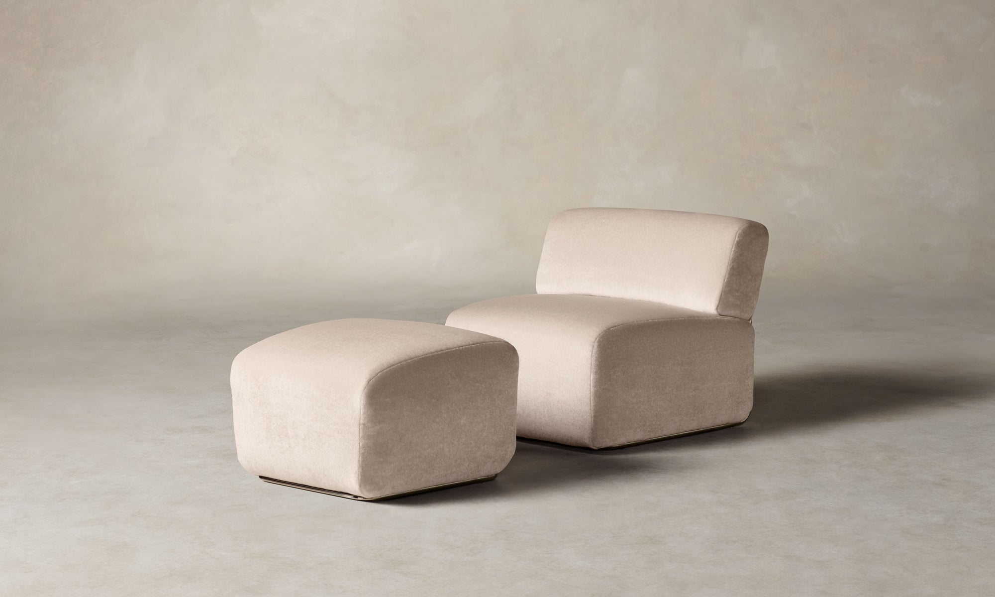 miles armless modular accent chair with ottoman set in dusty pink beige