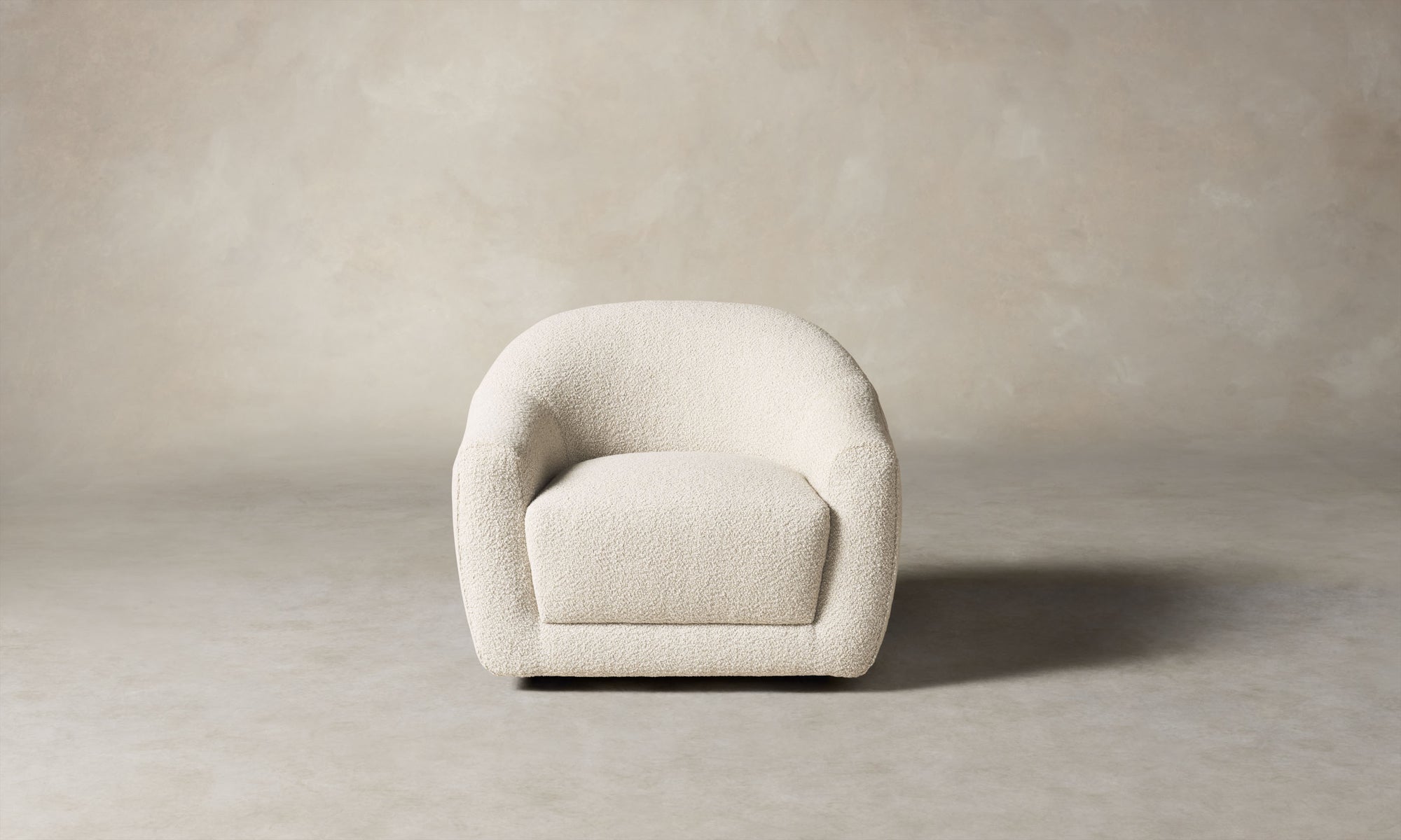 oliver accent chair in white boucle with curved back