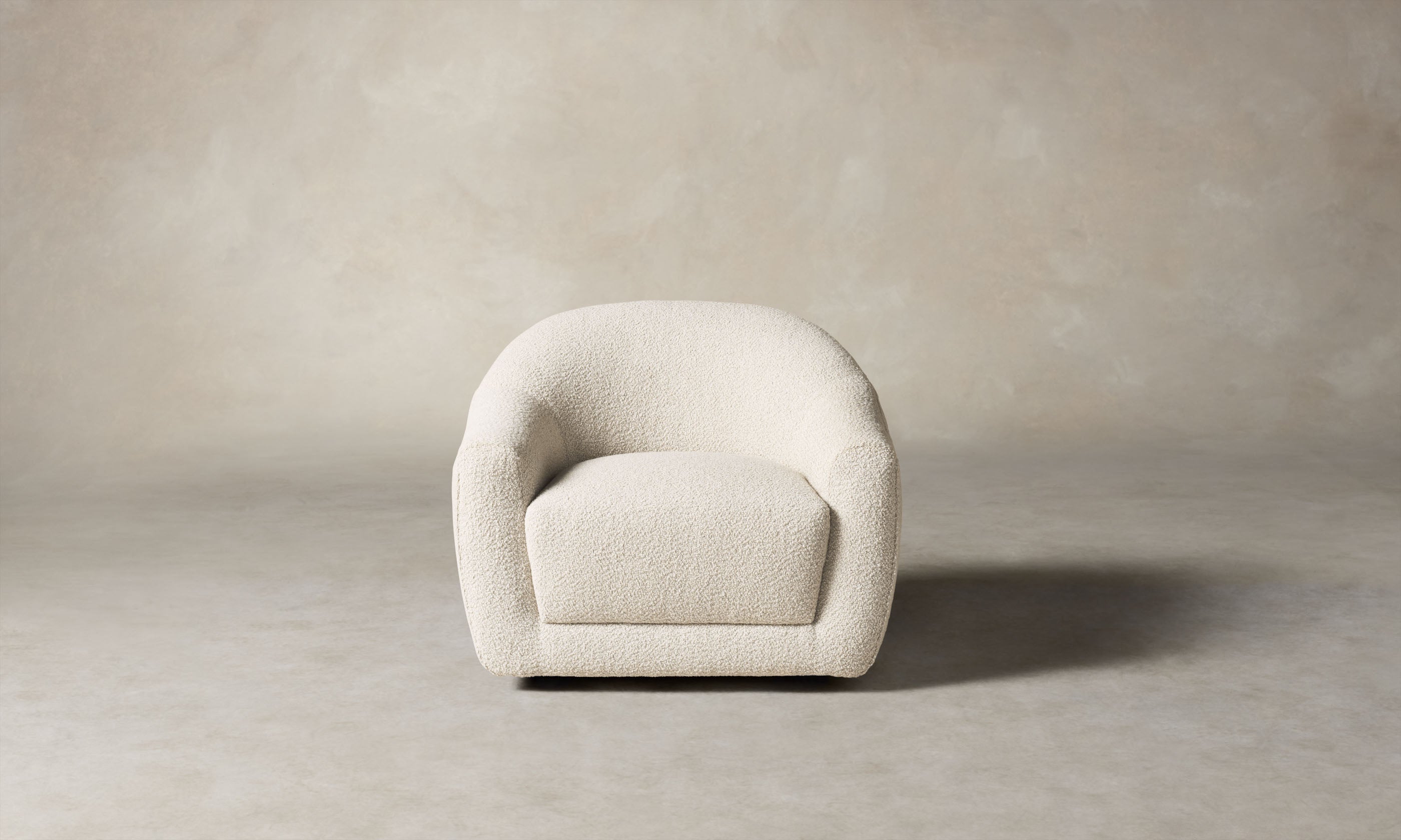 oliver accent chair in white boucle with curved back