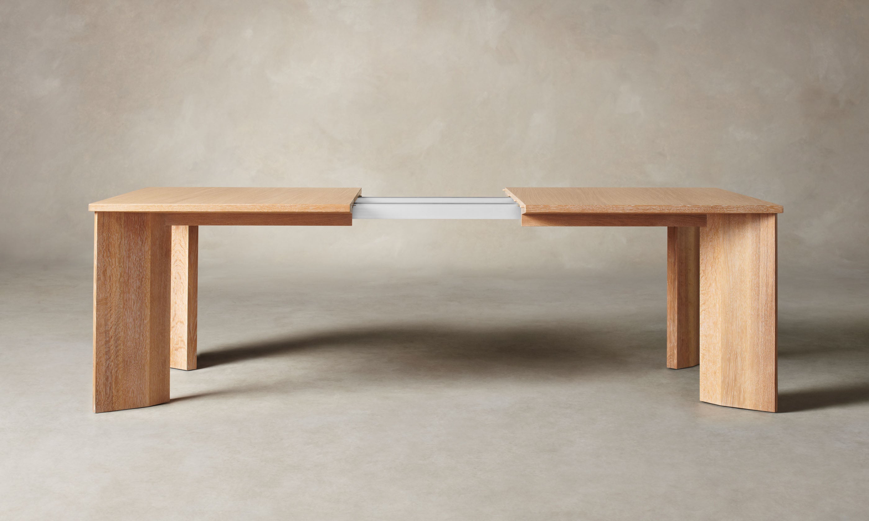 york solid white oak wood extendable dining table, extended