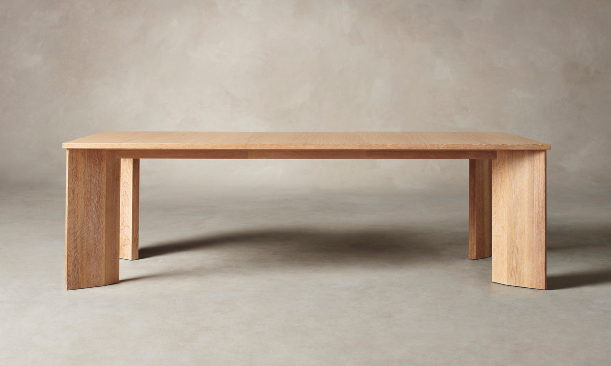 york solid white oak wood extendable dining table, front view