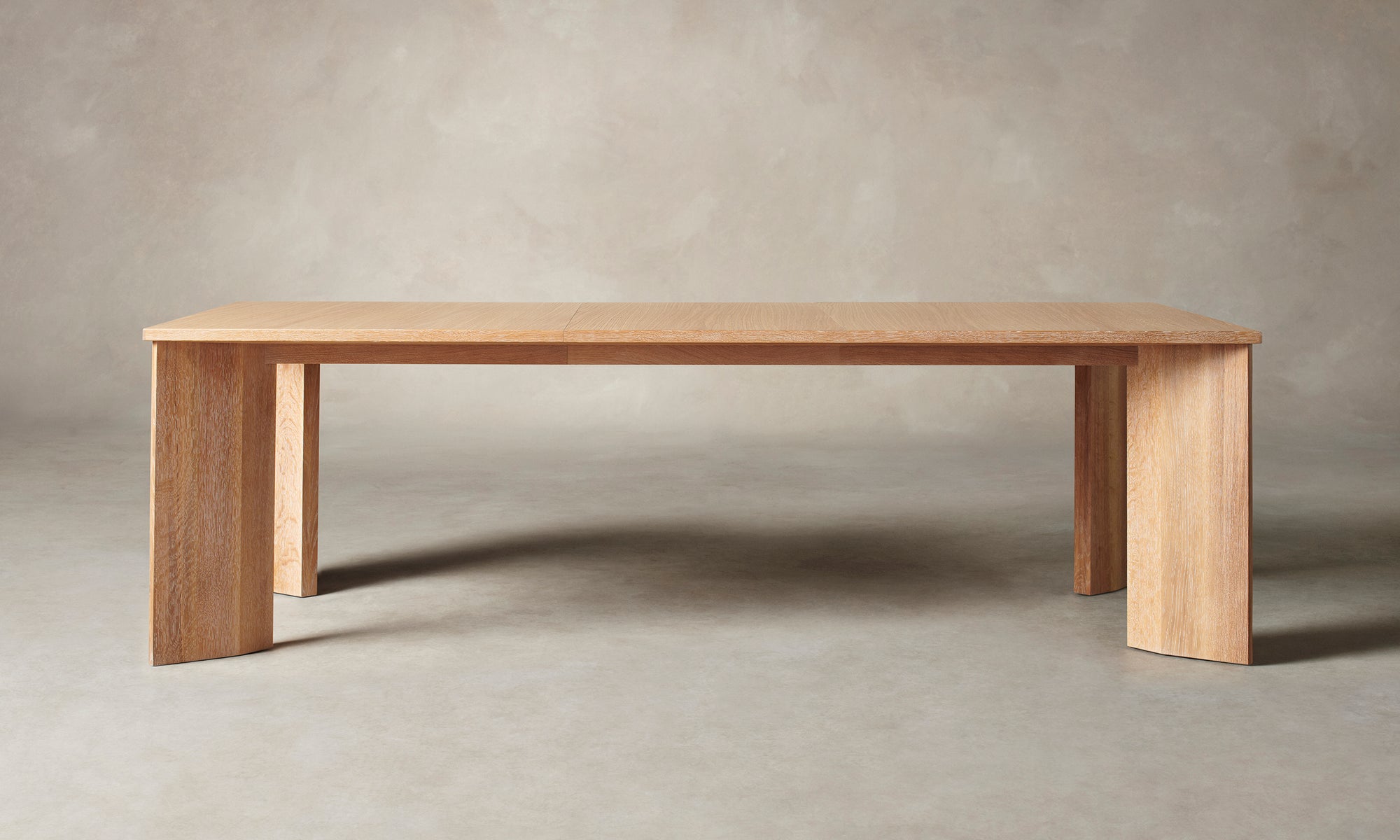 york solid white oak wood extendable dining table, front view