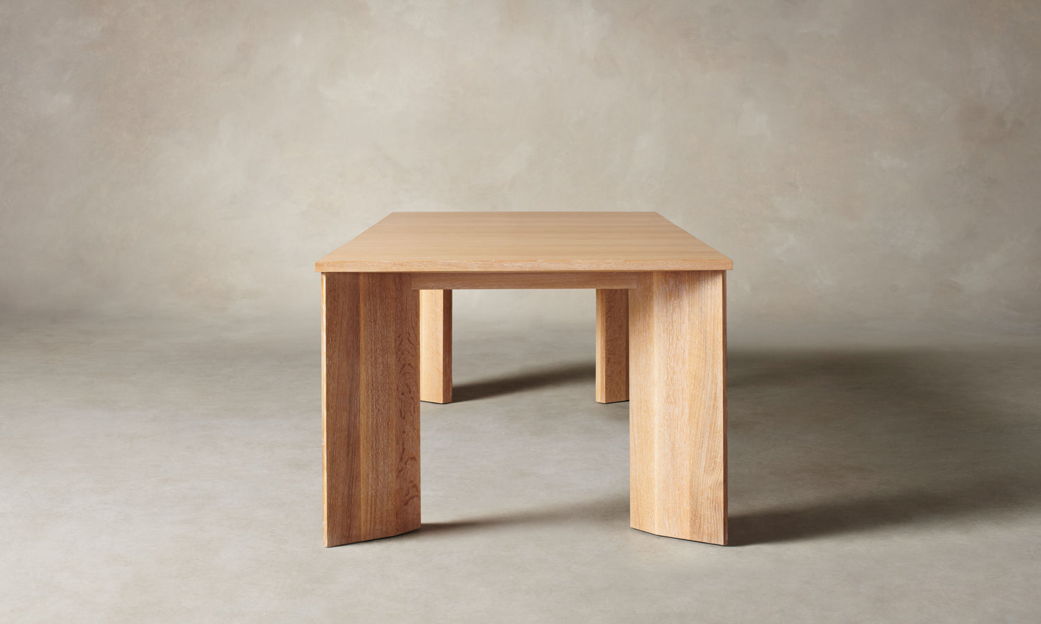 york solid white oak wood extendable dining table, side view