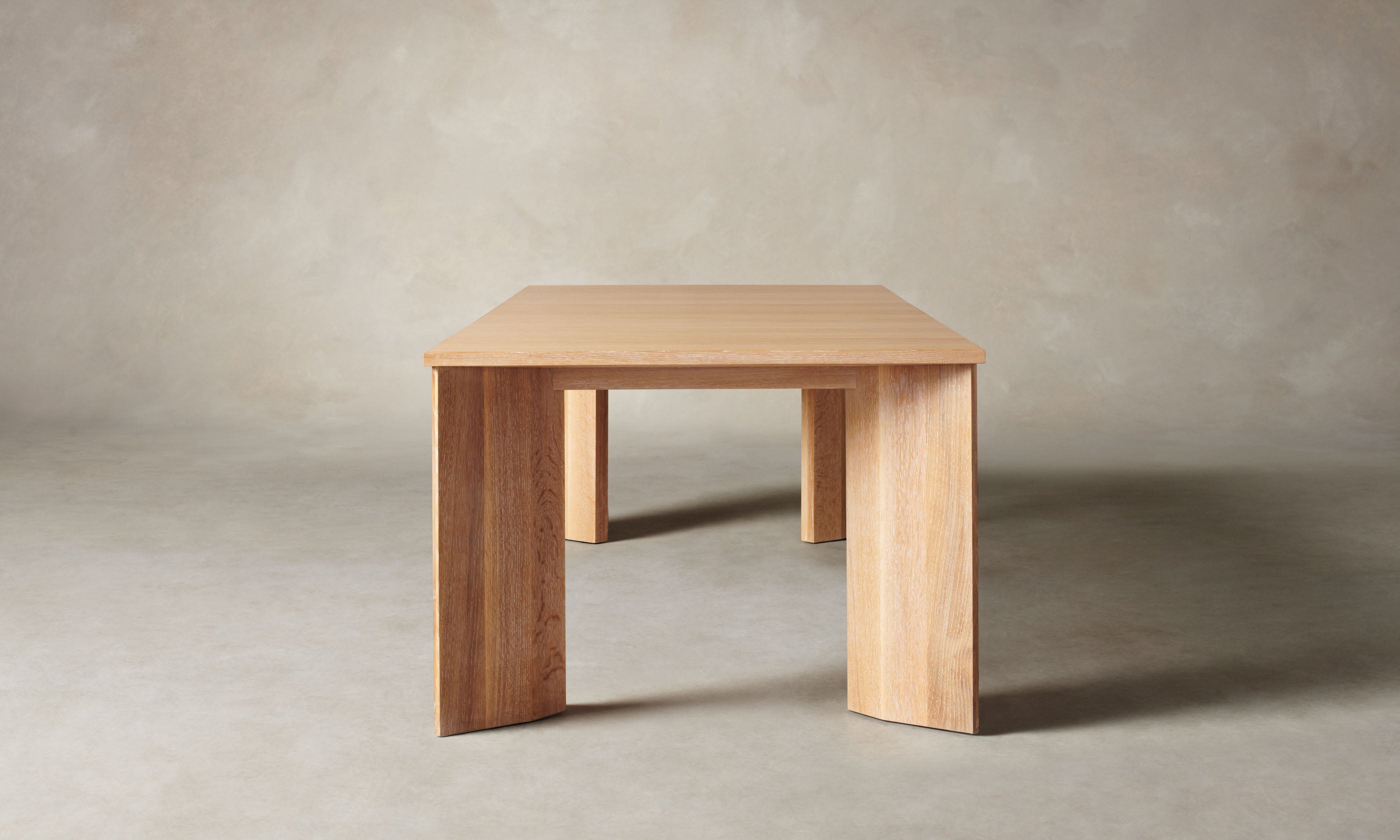 york solid white oak wood extendable dining table, side view