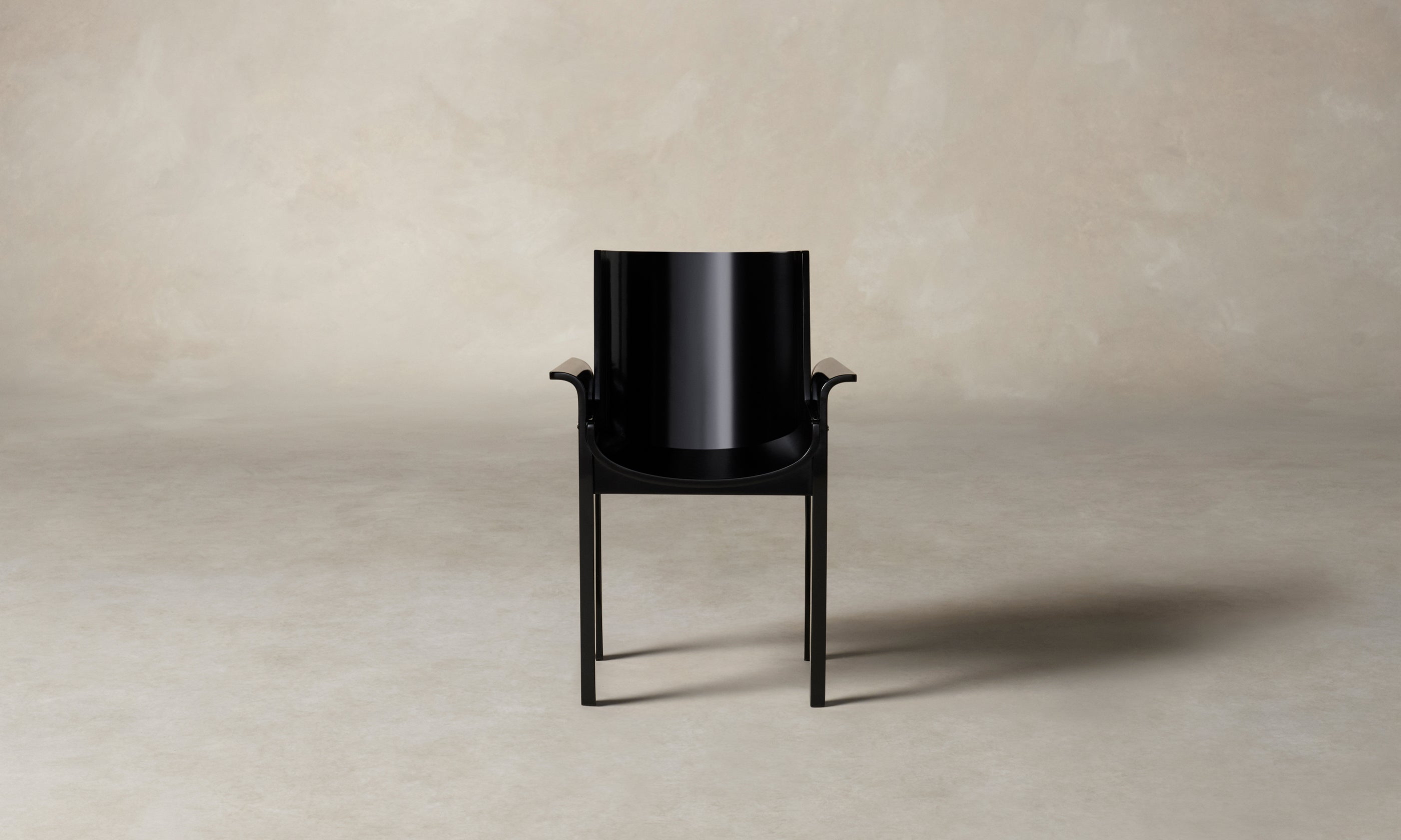 leon black lacquered dining armchair, front view