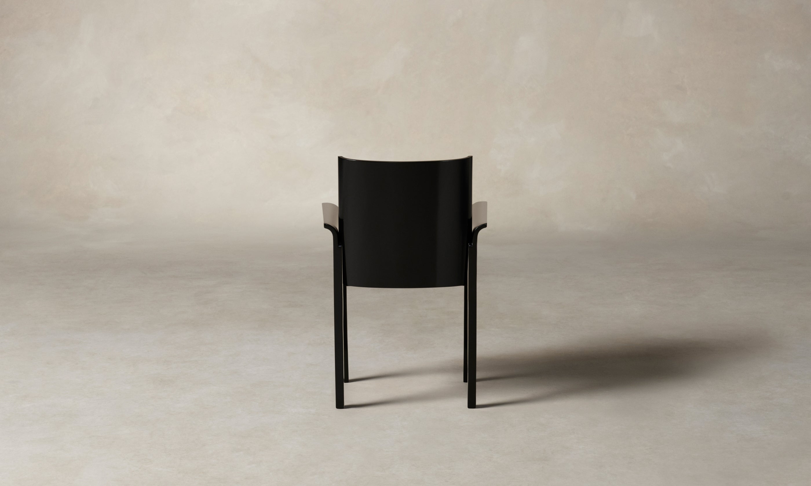 leon black lacquered dining armchair, back view