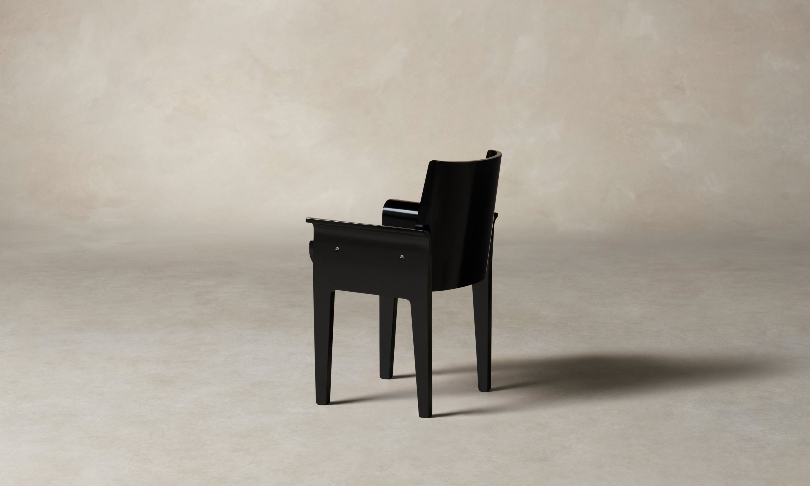 leon black lacquered dining armchair, angle view