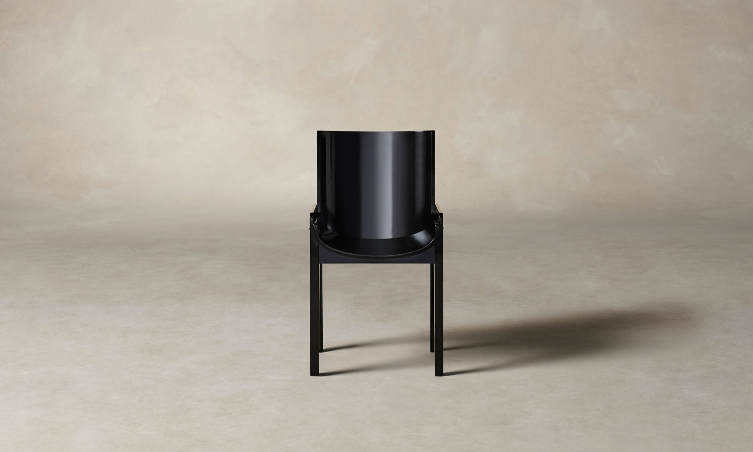 leon black lacquered wood dining chair, front view