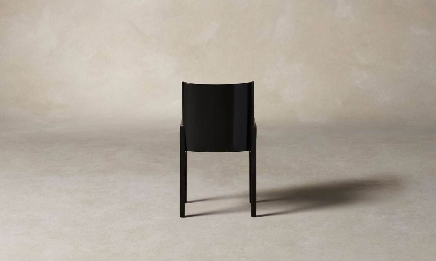 leon black lacquered wood dining chair, back view