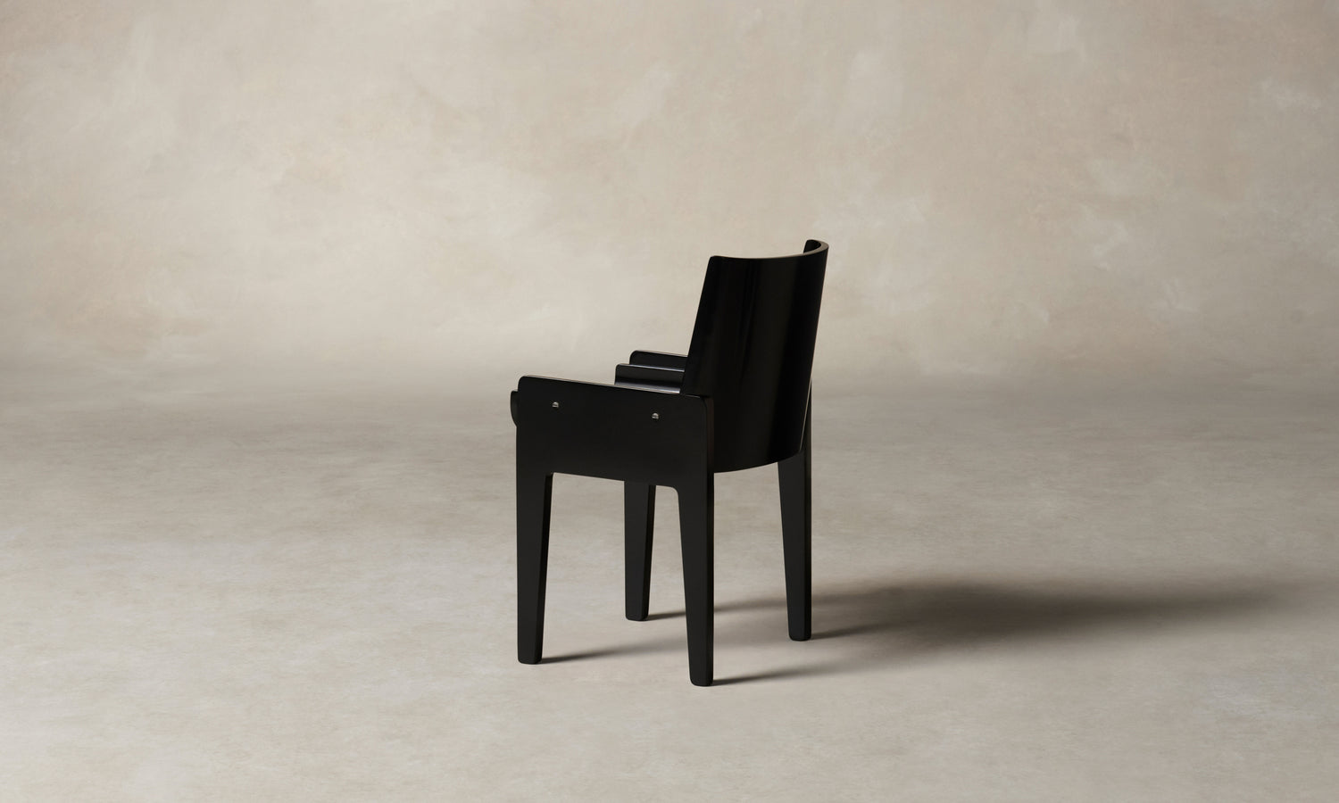 leon black lacquered wood dining chair, angle view