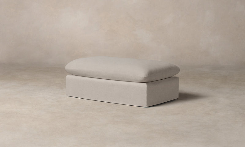 The Dune Ottoman - Performance Linen Weave Cloud