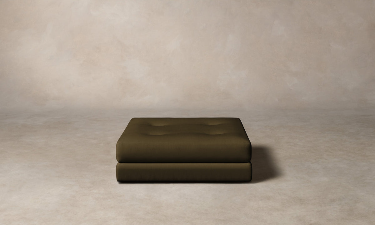 The Forma Ottoman - Marled Alpaca Velvet Marsh