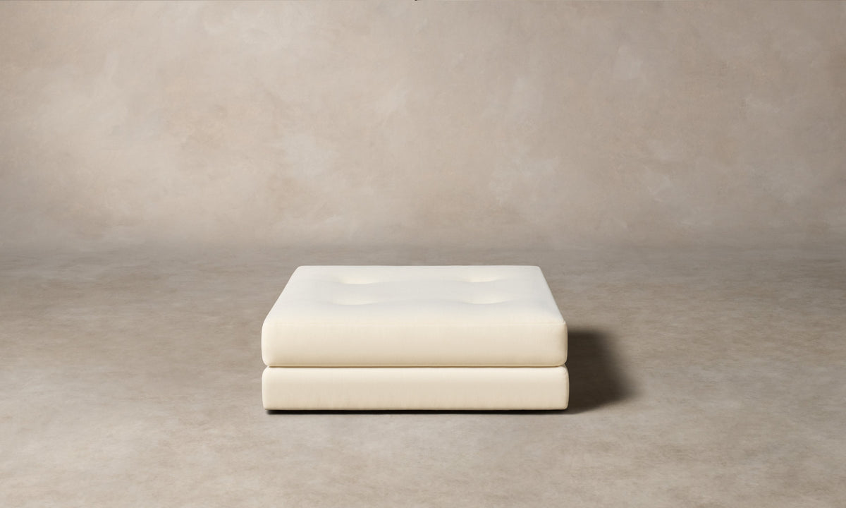 The Forma Ottoman - Marled Alpaca Velvet Porcelain