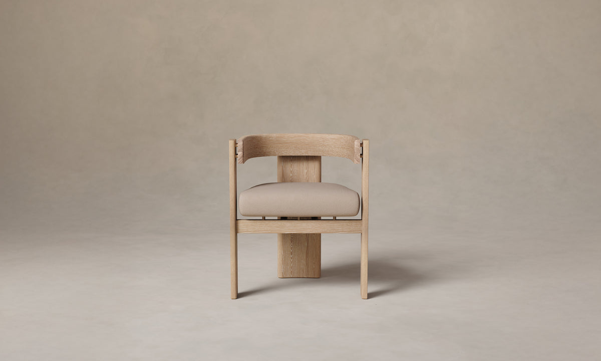 The Lunara Dining Armchair - Nubuck Leather Fawn