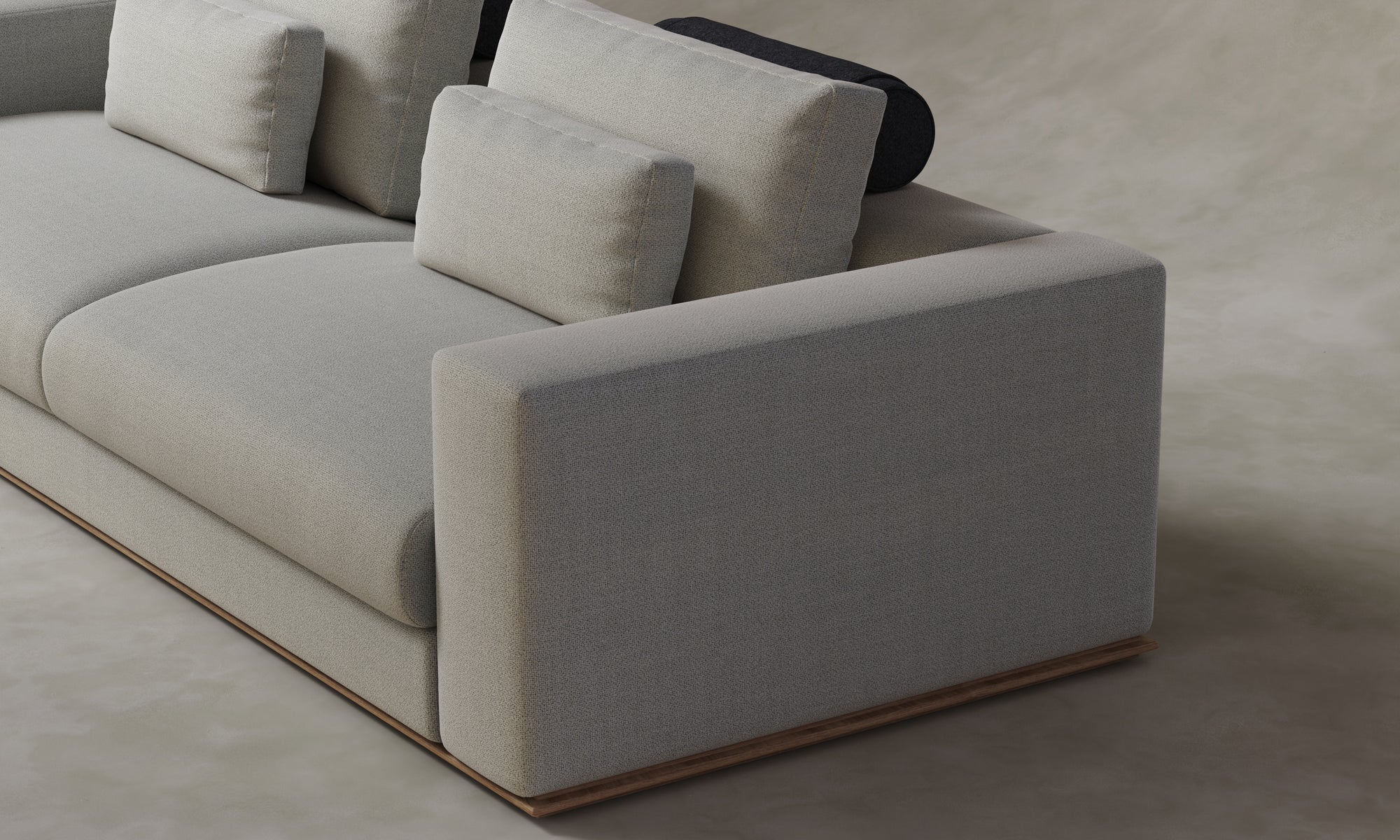The Nicola Sofa in Mixed Materials - Performance Textural Weave Breeze with Italian Brushed Wool Pepper