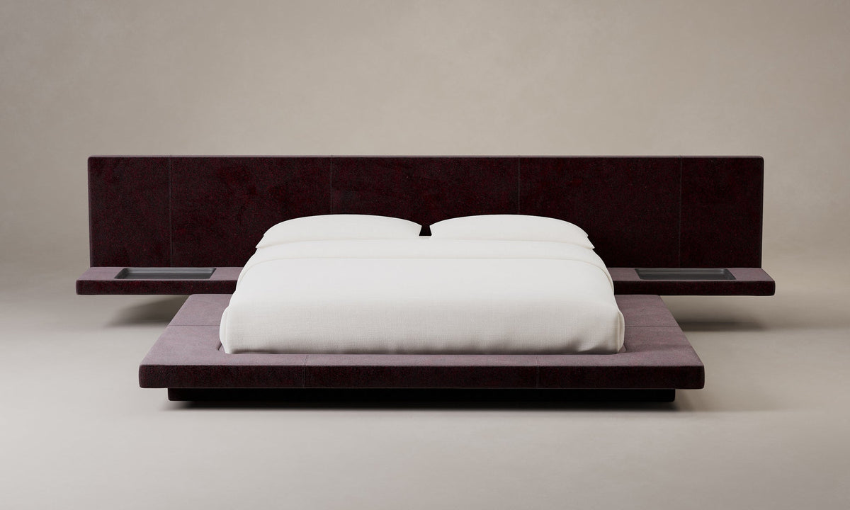 The Petra Bed - Mohair Crimson