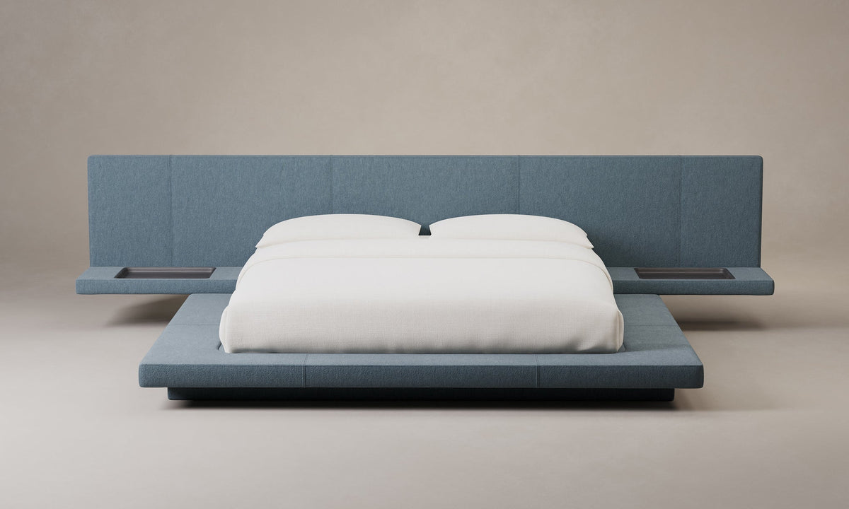 The Petra Bed - Mohair Slate Blue