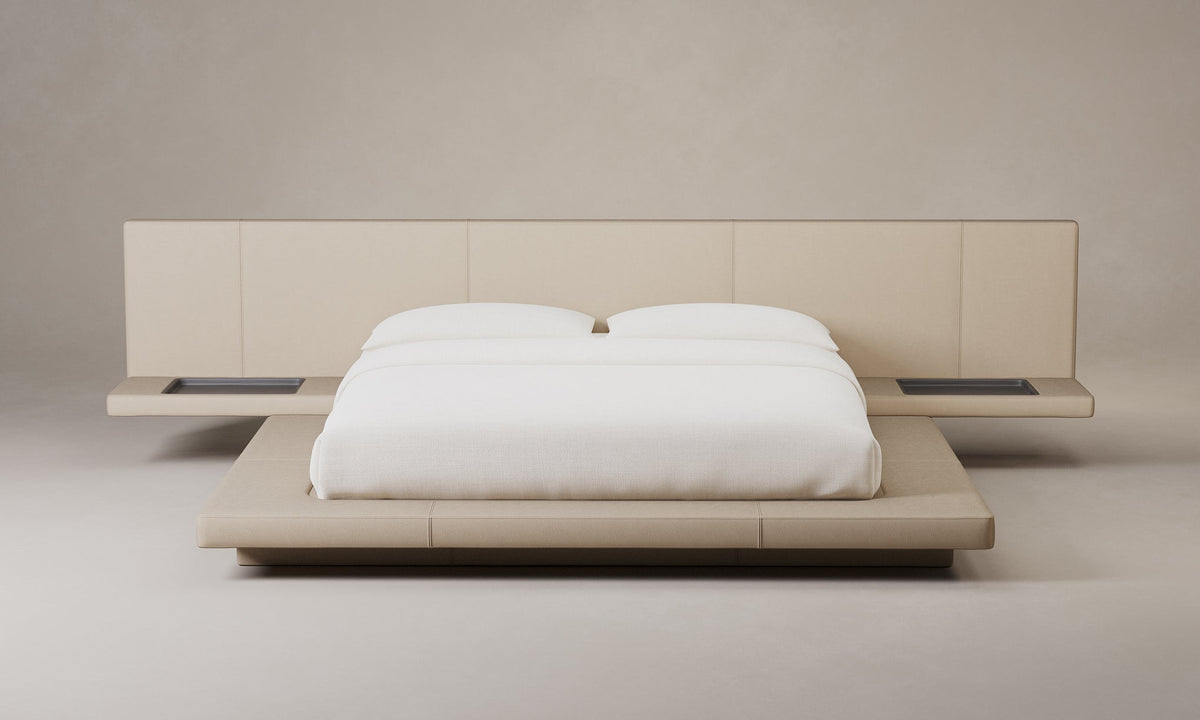 The Petra Bed - Nubuck Leather Fawn