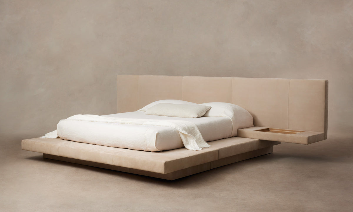The Petra Bed - Nubuck Leather Fawn