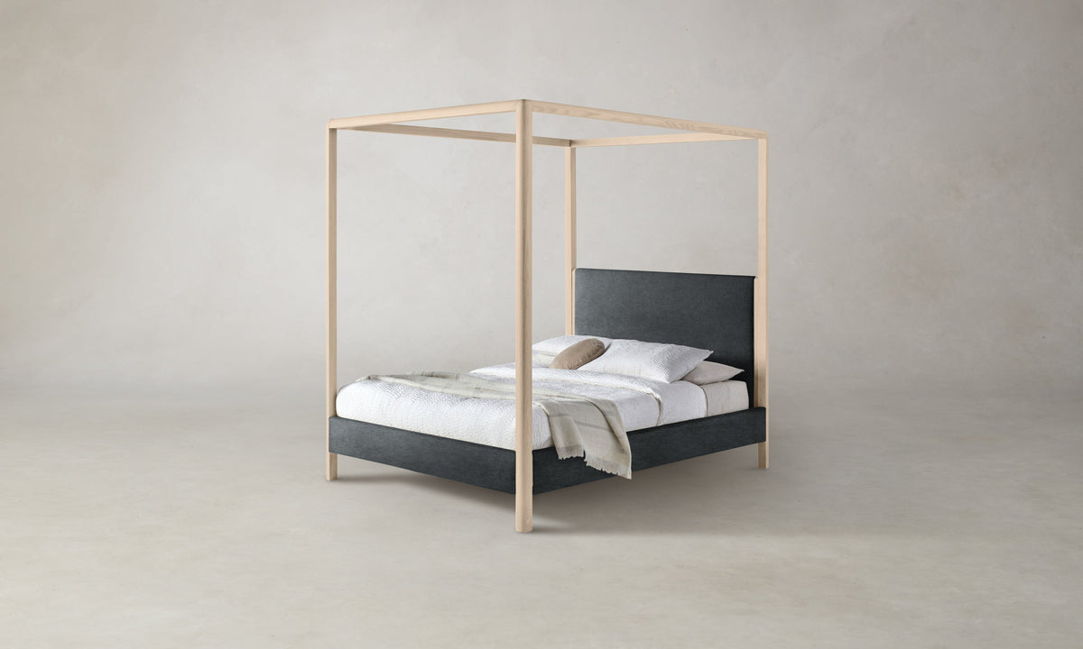 The Thompson Canopy Bed - Marled Alpaca Velvet Basalt