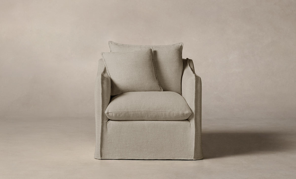 The Dune Swivel Chair - Performance Linen Weave Beige
