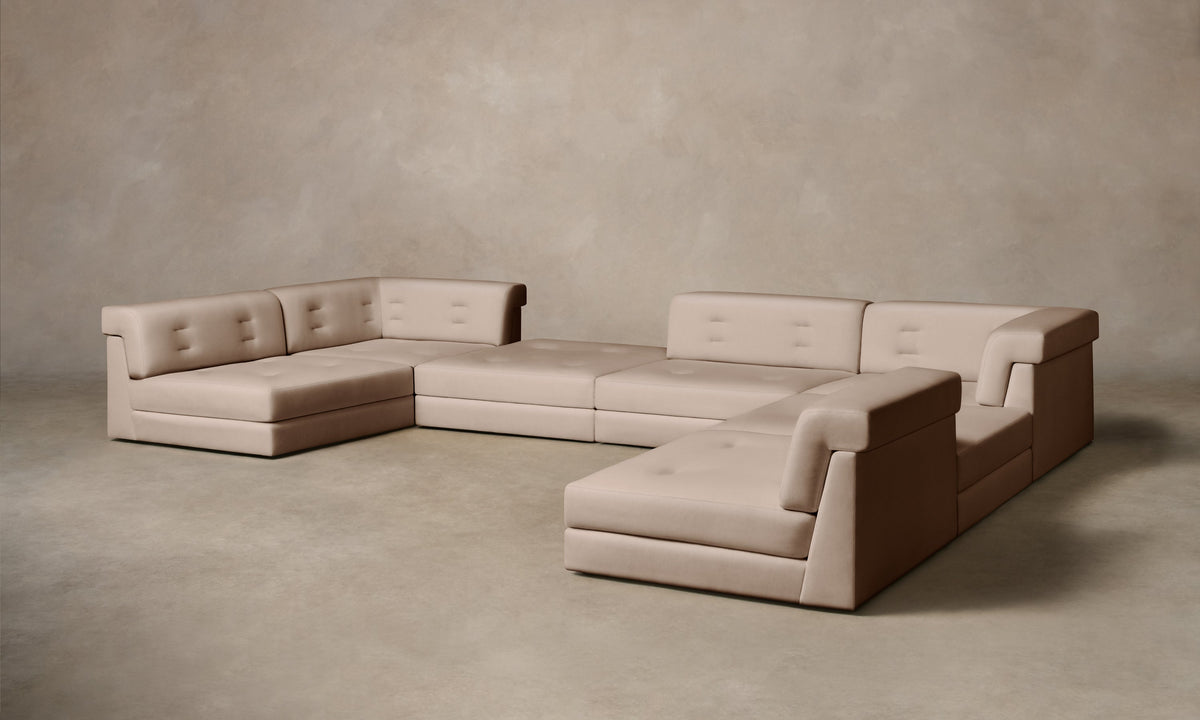 The Forma Modular Sectional - Pebbled Leather Stone