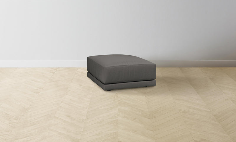 The Jones Ottoman - Pebbled Leather Ash