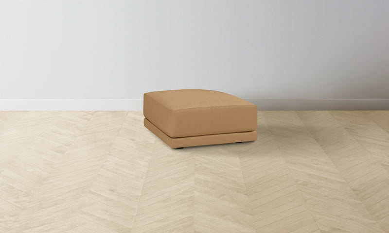 The Jones Ottoman - Pebbled Leather Latte