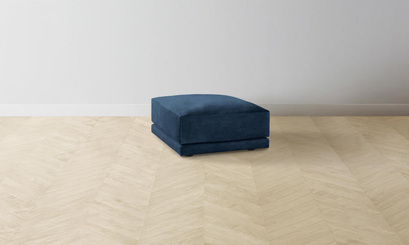 The Jones Ottoman - Performance Velvet Sapphire