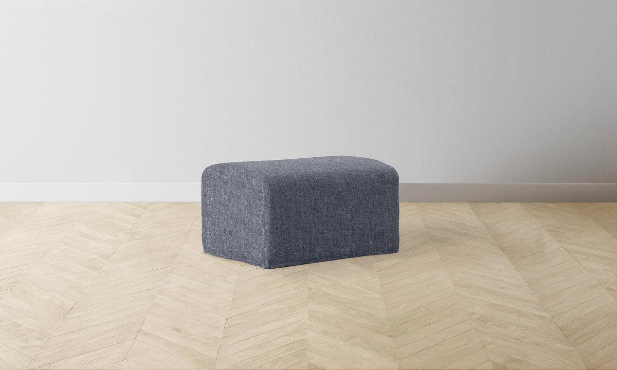 The Leonard Ottoman - Heritage Belgian Linen Lake