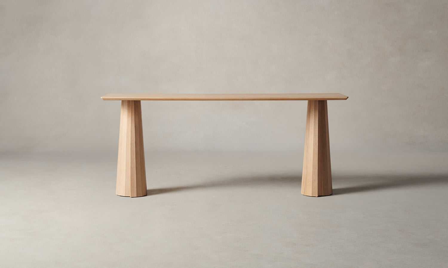 bank console table in light oak wood