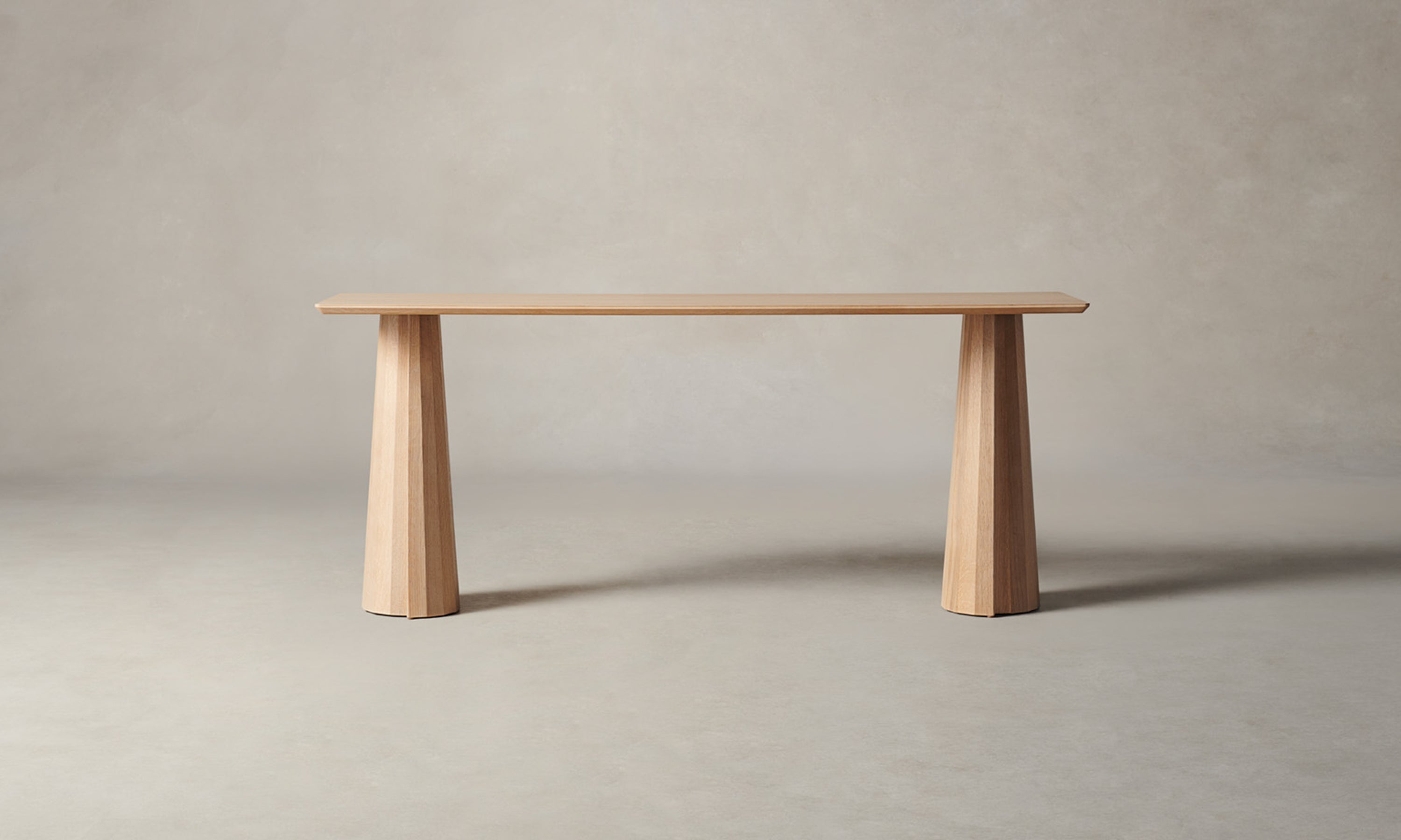 bank console table in light oak wood
