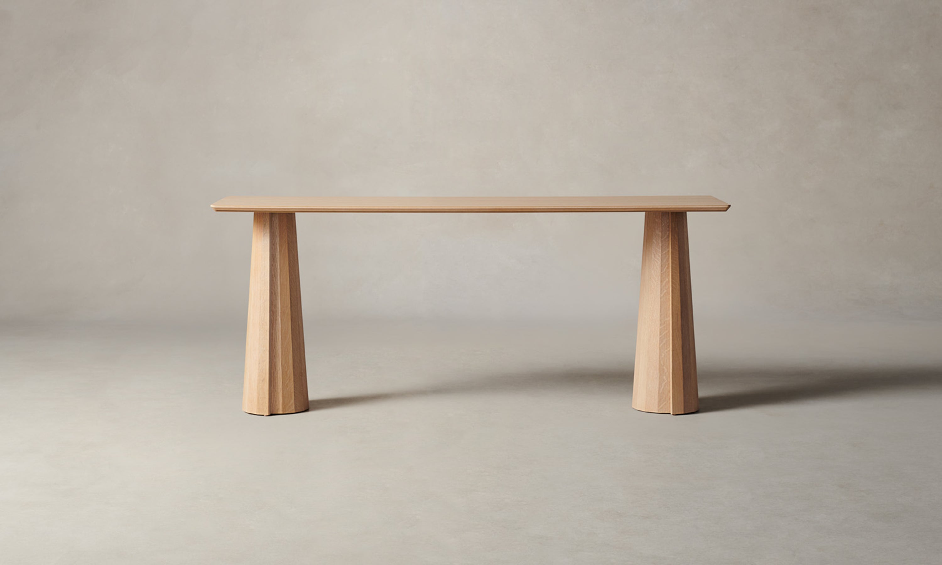 bank console table in light oak wood