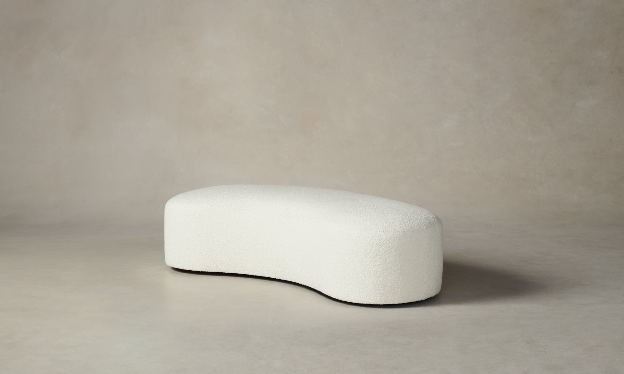 chelsea curved daybed in white boucle fabric