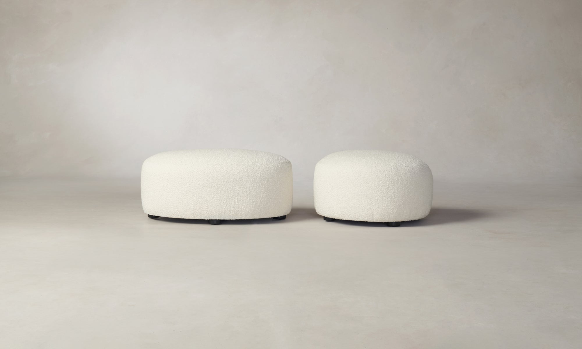 chelsea white ottoman in boucle fabric