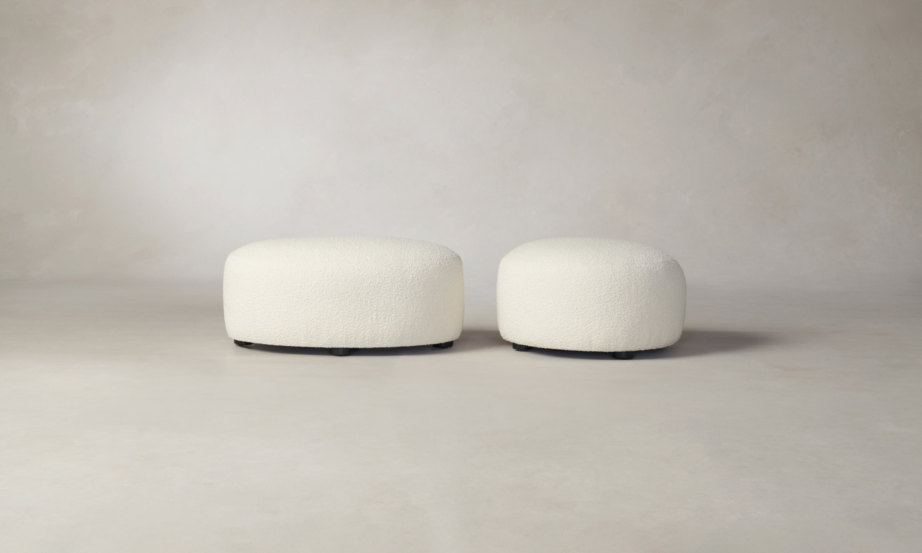 chelsea white ottoman in boucle fabric