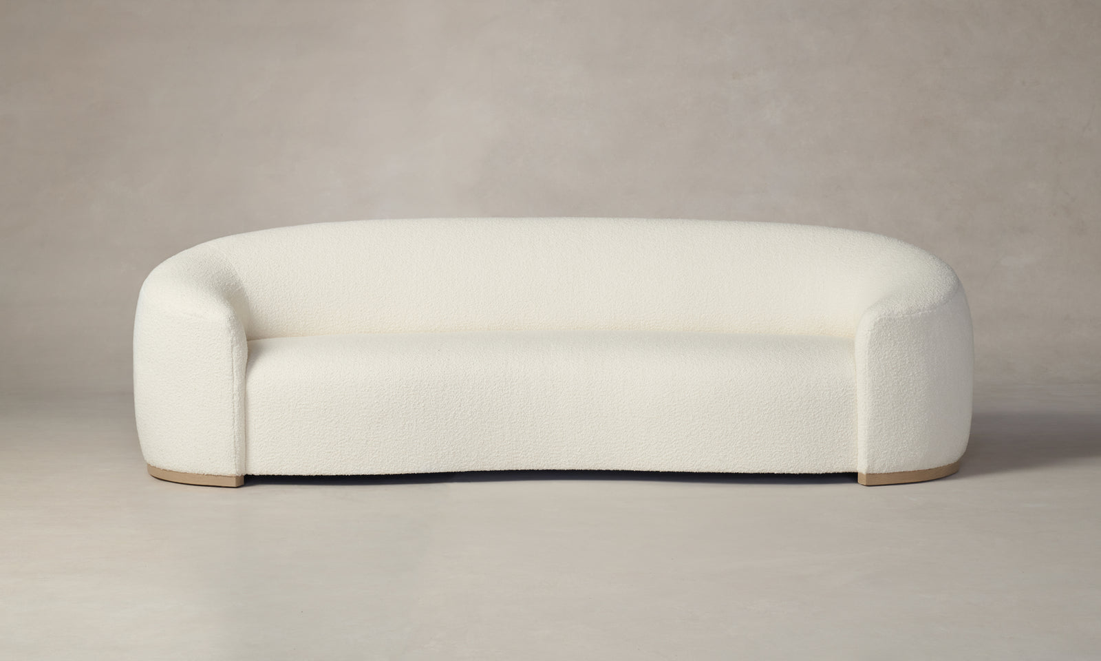chelsea curved sofa in white boucle