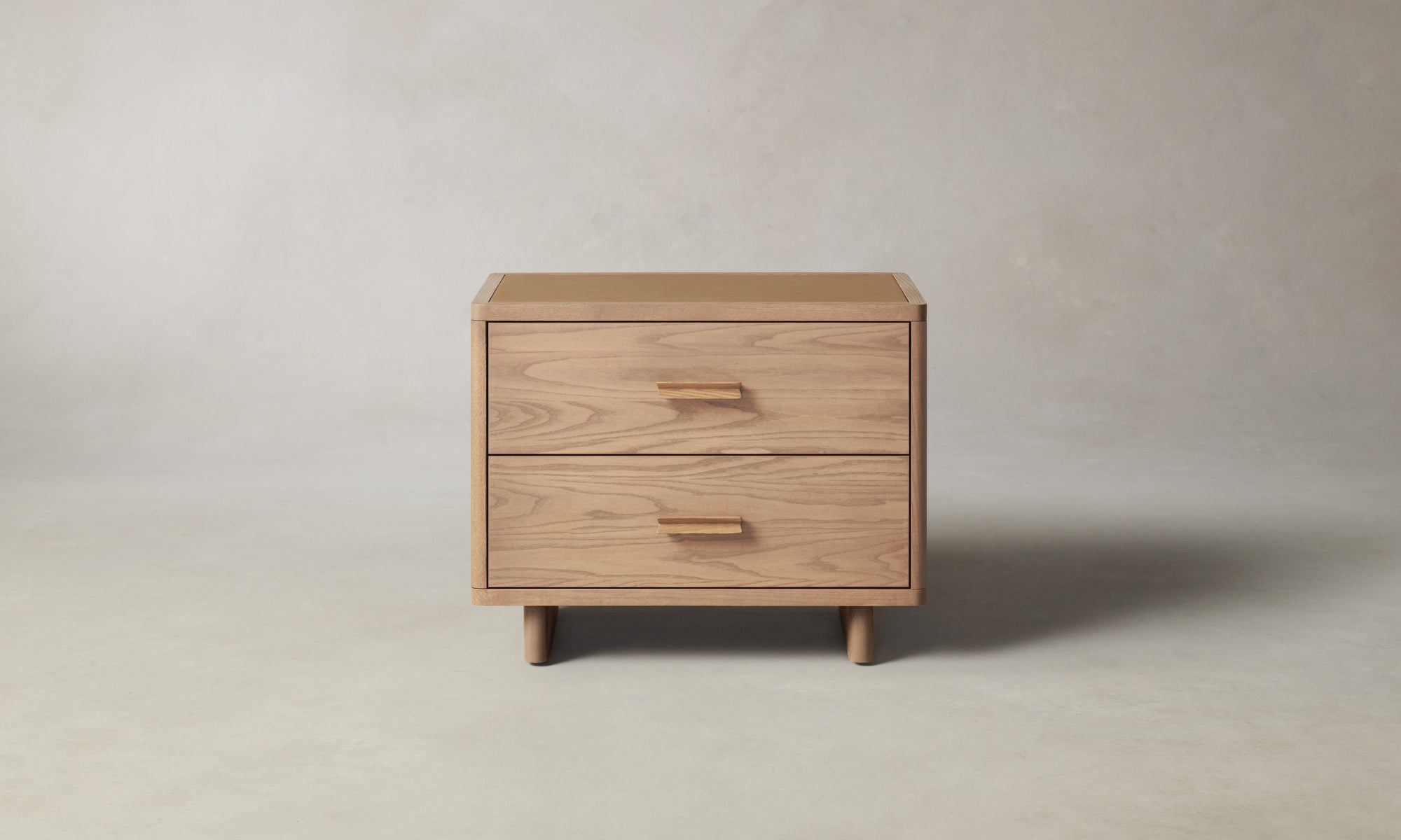 clinton brown ash wood nightstand with two drawers