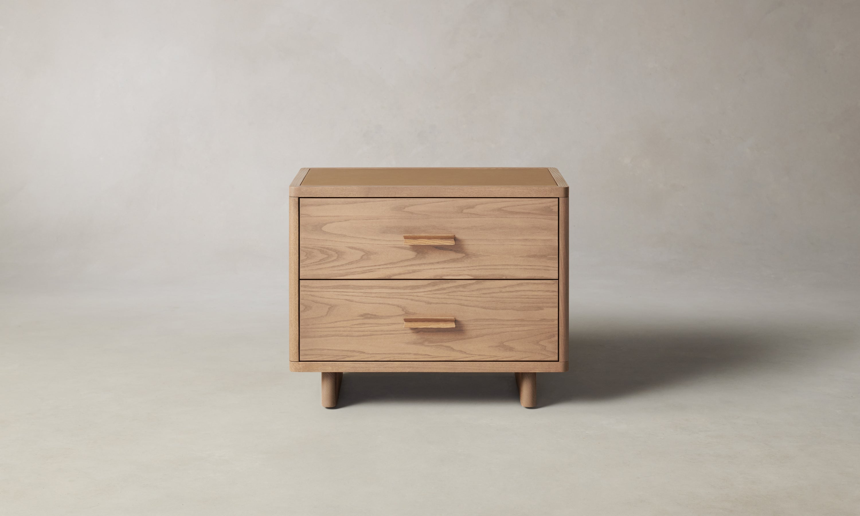 clinton brown ash wood nightstand with two drawers