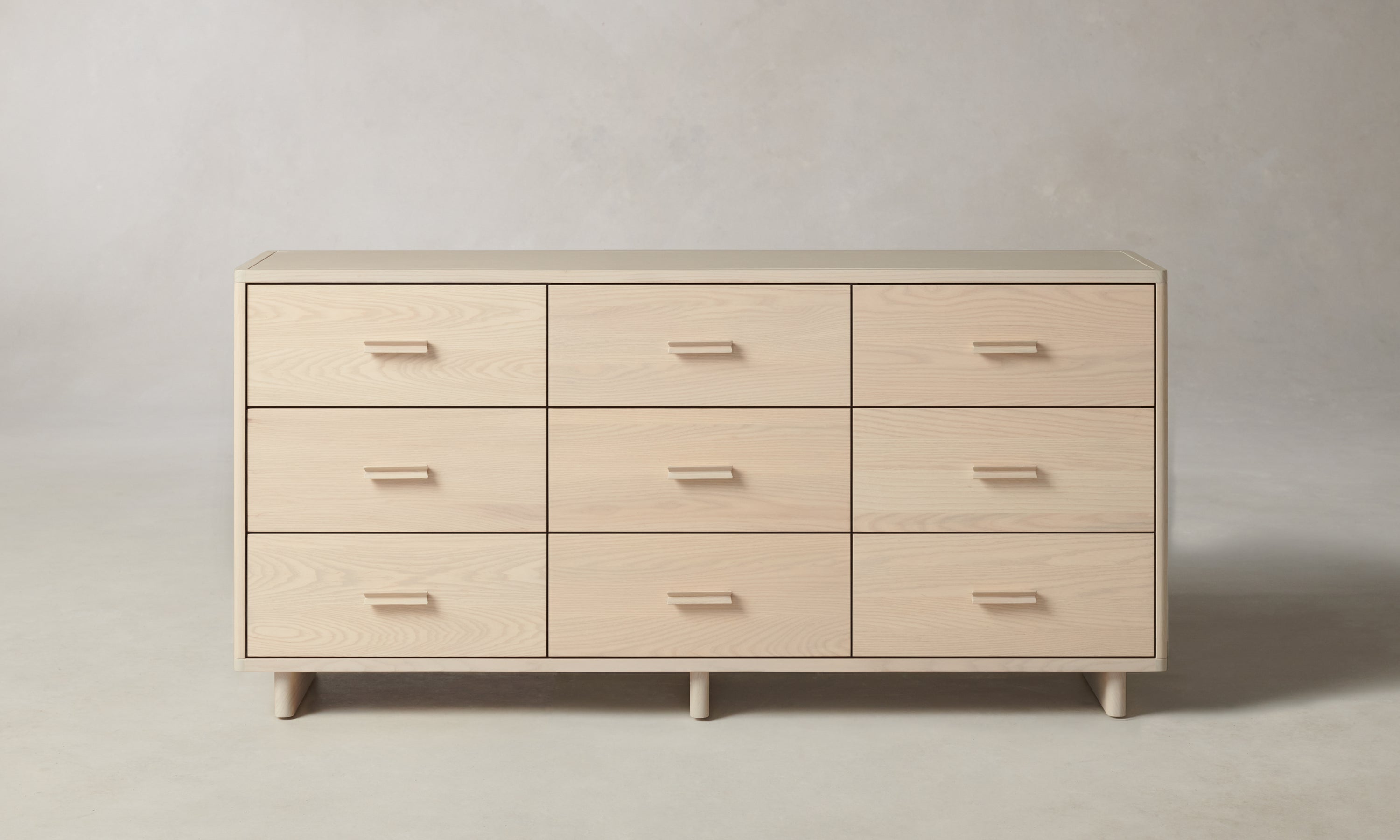 clinton 9 drawer dresser in white ash wood