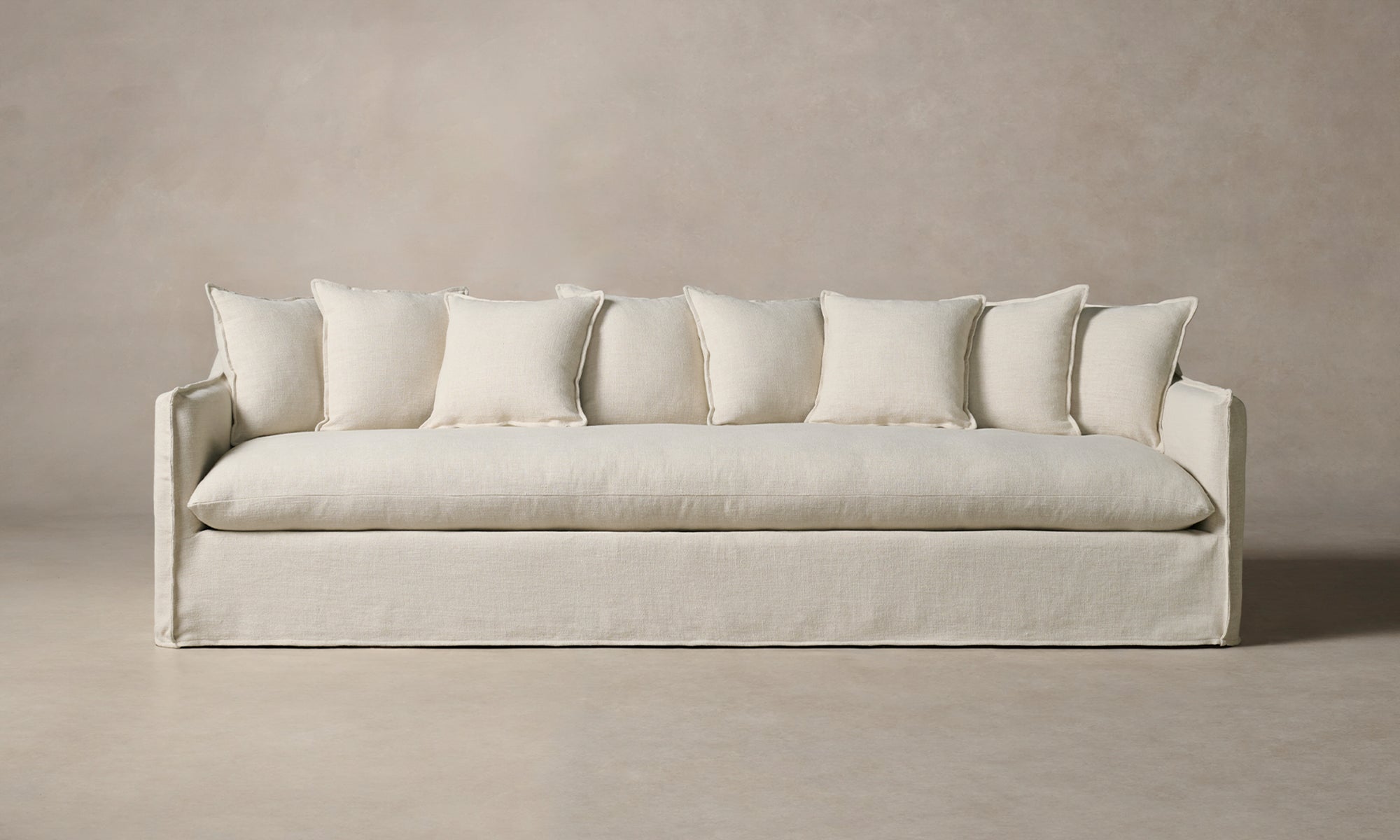 dune off-white linen sofa with cushions