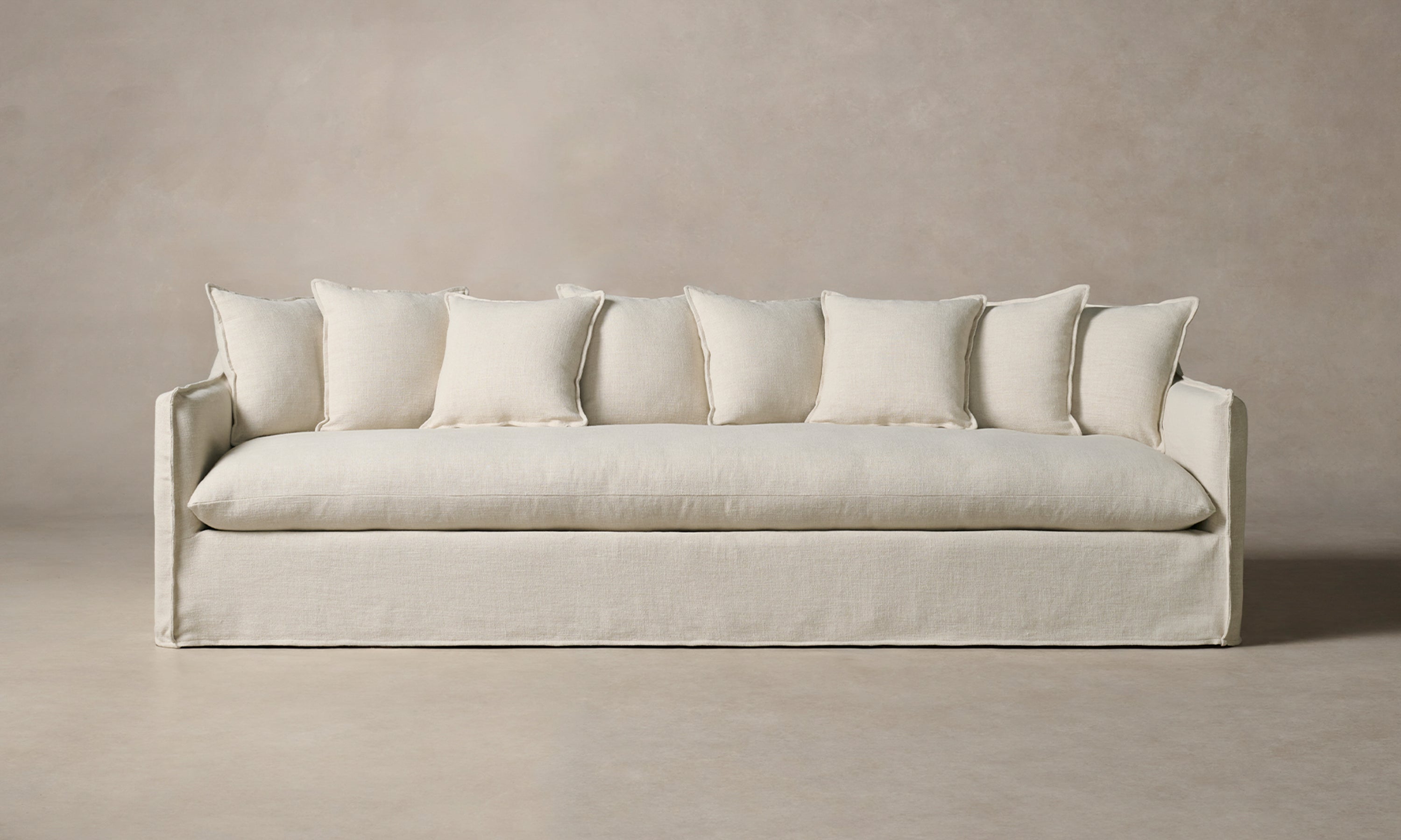 dune off-white linen sofa with cushions