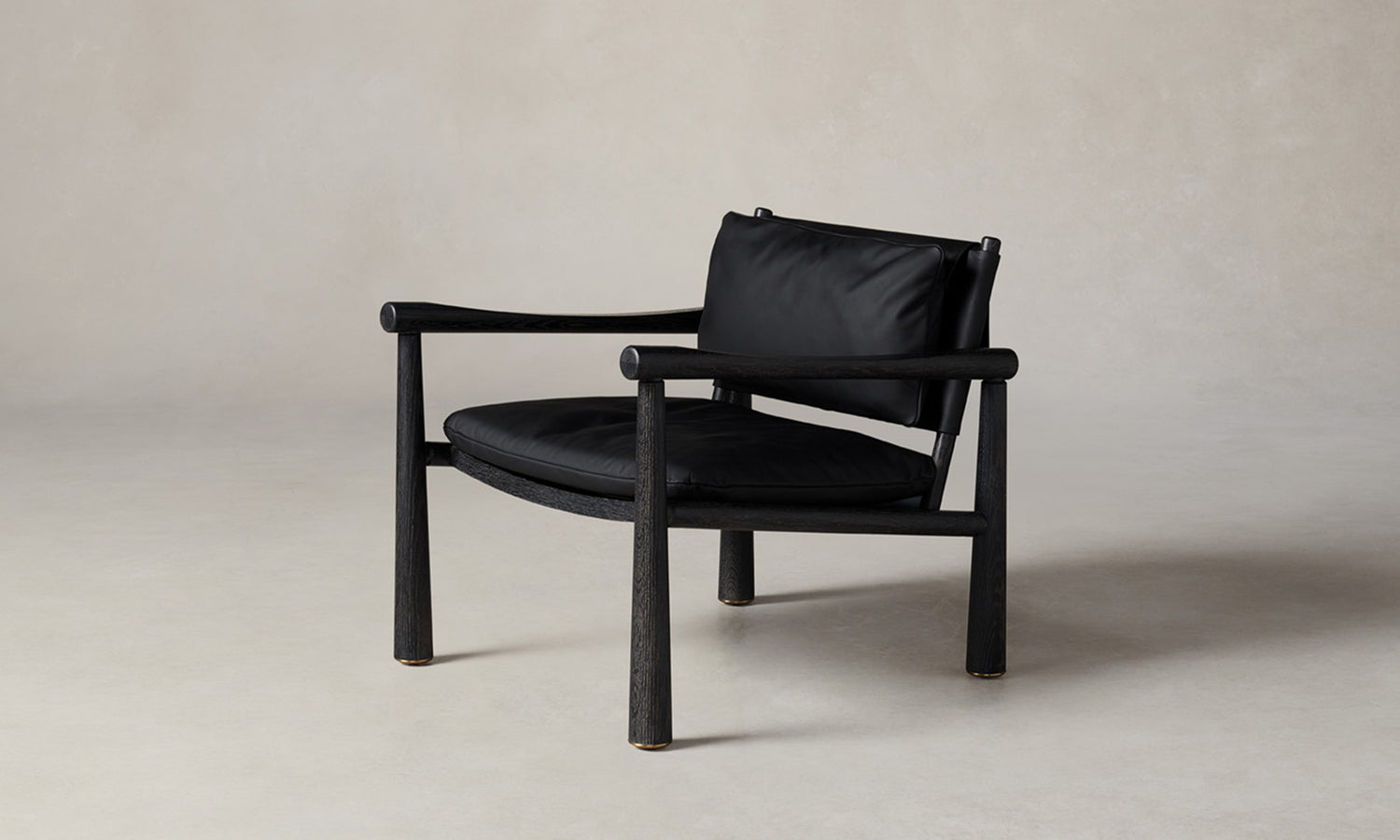 hyde oak chair with arms and black leather seat and back