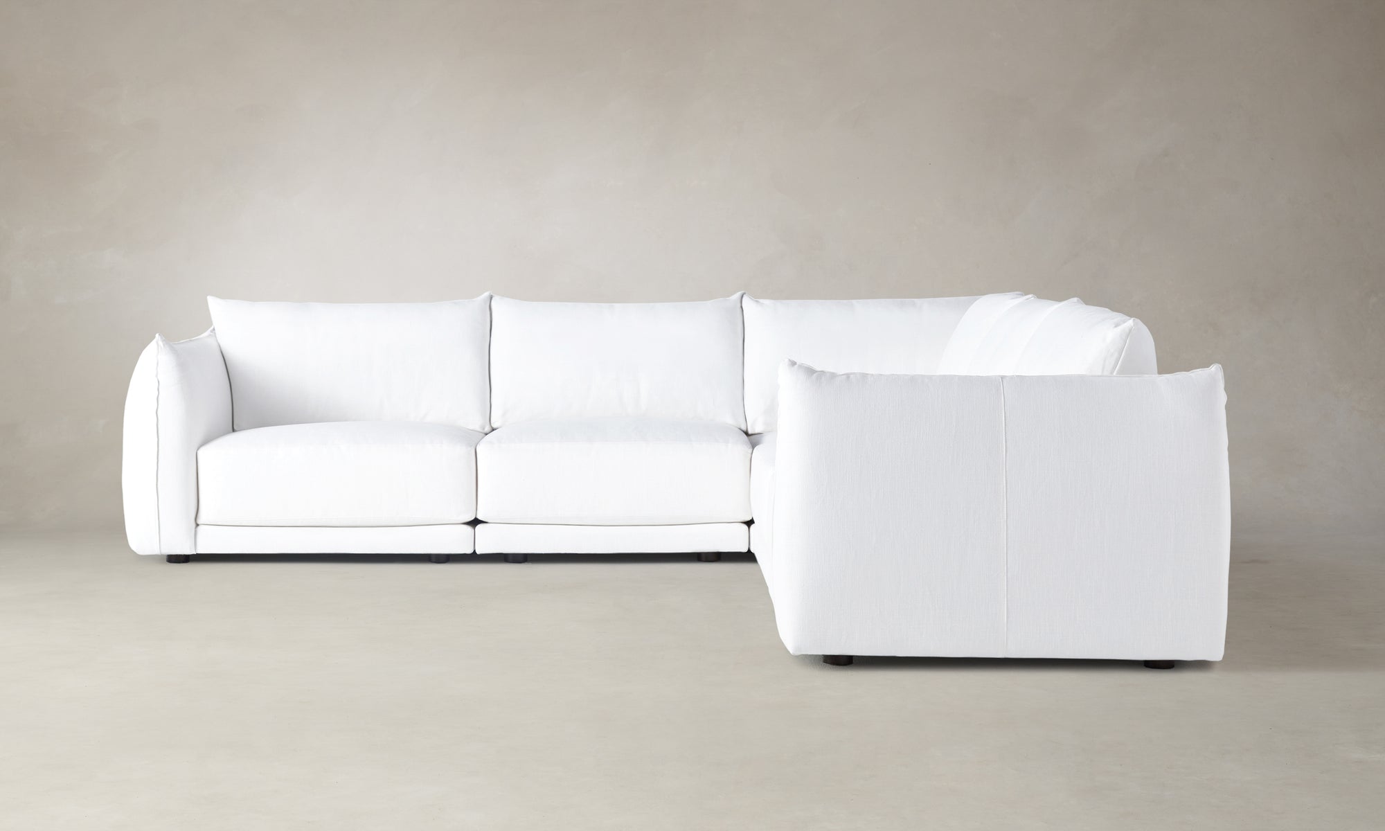jones modular sectional sofa in white linen, l-shaped