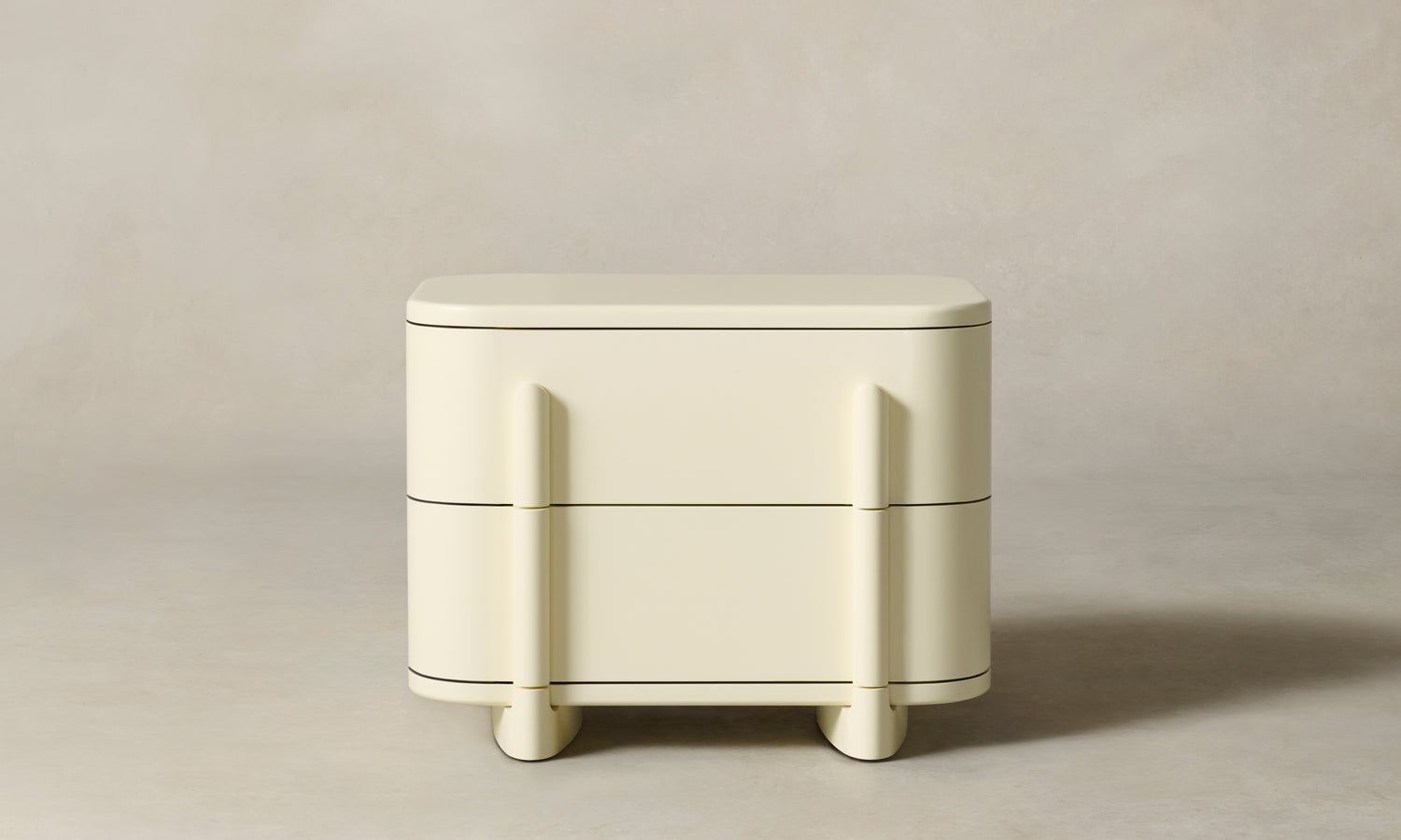 marais two drawer nightstand in white lacquered maple wood