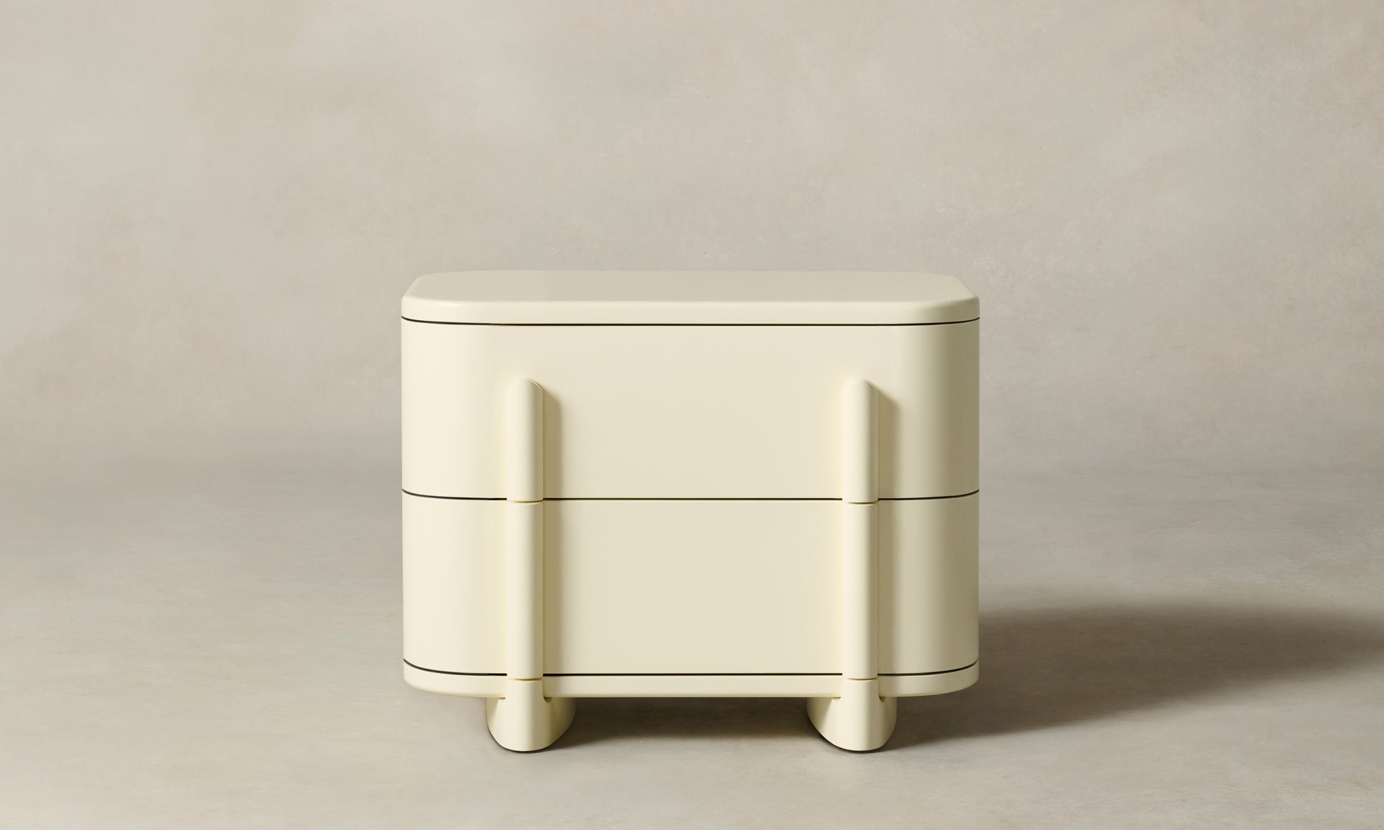 marais two drawer nightstand in white lacquered maple wood